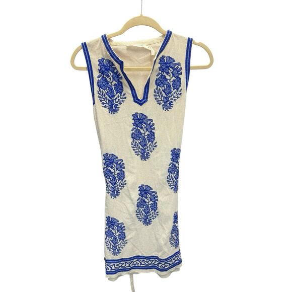 Isabel Marant Étoile Dita Silk Noil Blue Embroidered Dress Size 4 US / 36 FR - Picture 4 of 12